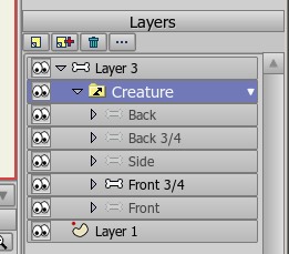 Character layer has been moved inside new bone layer
