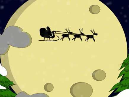Santa Flying at Full Moon